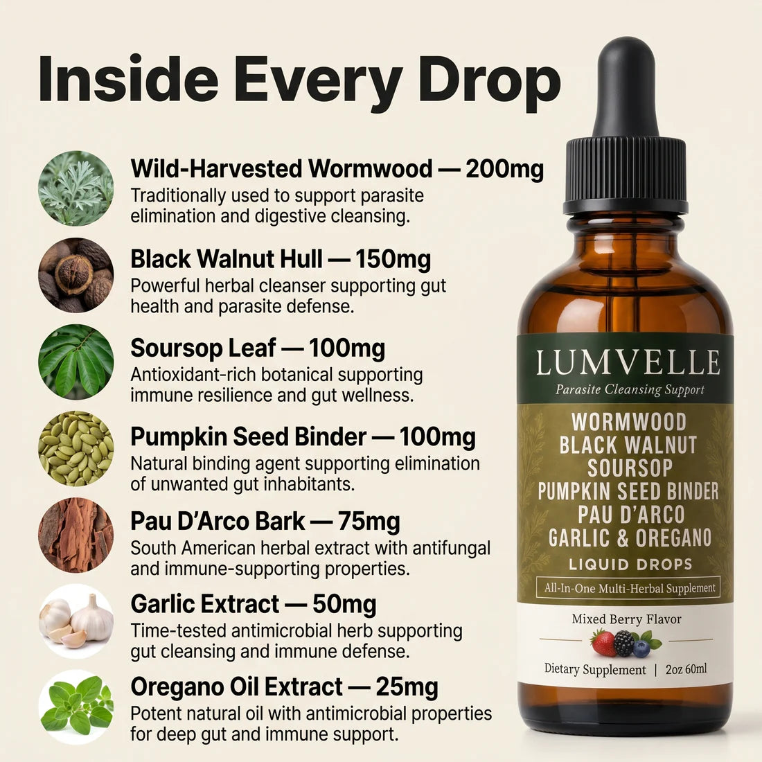 LUMEVELLE Wild-Harvested Wormwood Herbal Drops